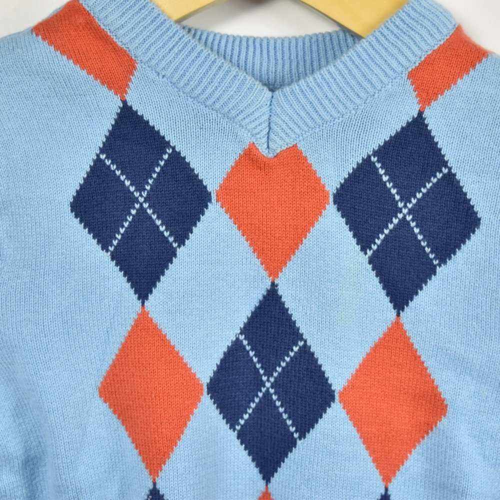 Blue argyle patterned sweater - Picture 2 of 7